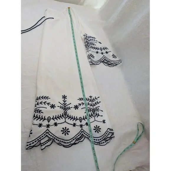 Chic Connection tunic mini dress, white & blue embroidered, women's small D18 - Picture 8 of 8